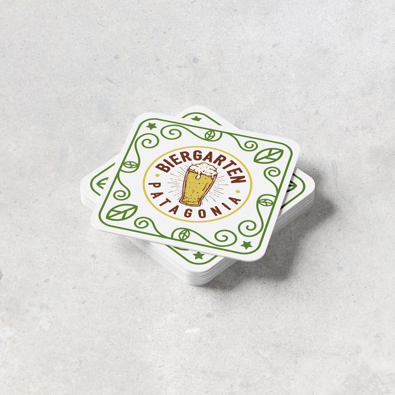 Posavasos con el logo de Parque Cervecero impreso